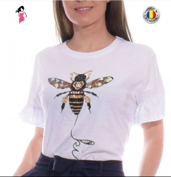 TRICOU CASUAL CU VOLANE LA MANECI